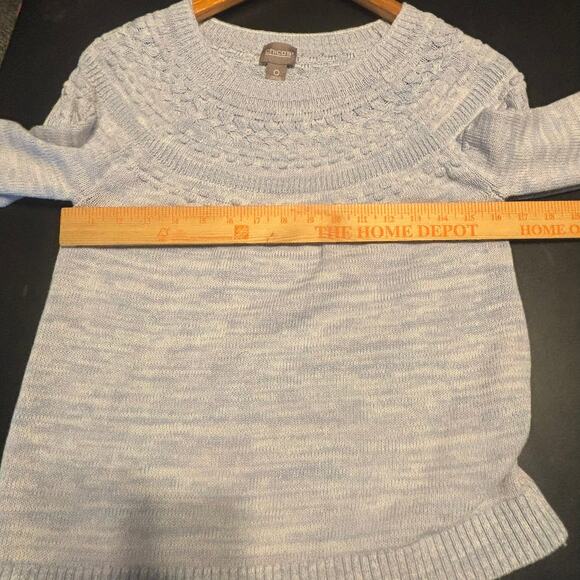 Chico’s Sweater Size 0 Small Purple Blue Textured Knit Pullover Crew Neck - Picture 6 of 7